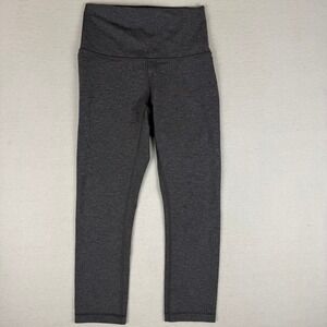Lululemon High Rise Cropped Leggings Heathered Charcoal Gray Yoga Pants Womens 4